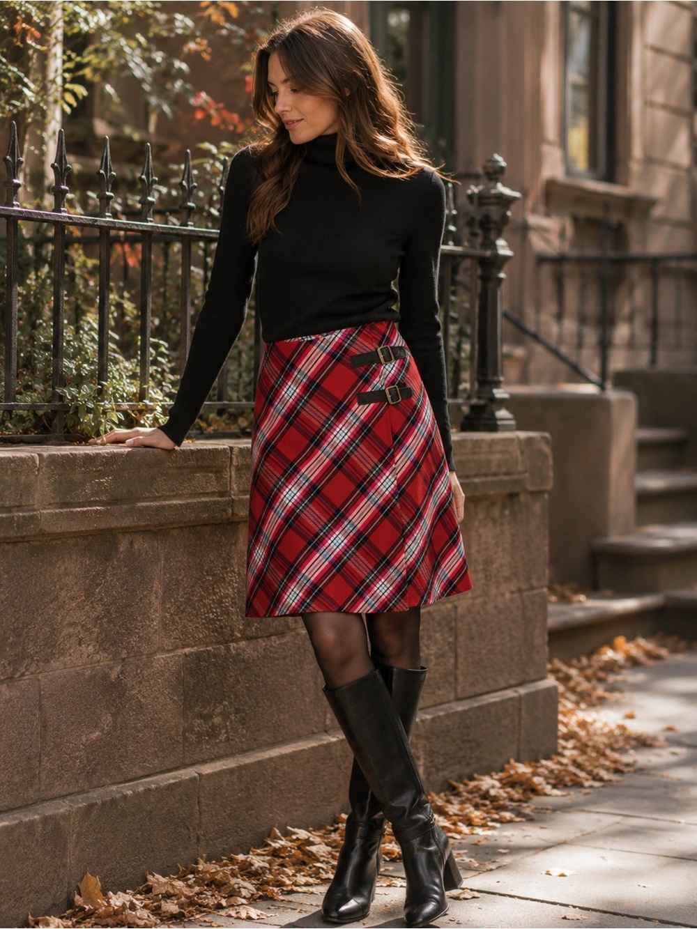 Halogen Tartan Plaid A-Line Skirt Wool Blend Heritage Prep Dark Academia 4